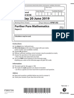 Thursday 20 June 2019: Further Pure Mathematics