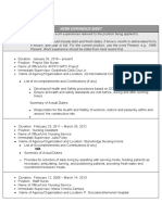 CS Form No. 212 Attachment - Work Experience Sheet