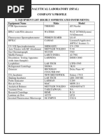 Isf Analytical Laboratory (Isfal) Company'S Profile 1