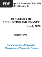 Advanced Corporate Finance (ACFN - 551) (Credit Hours: 3) : Departmet of Accounting and Finance