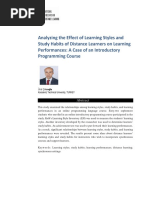 Analyzing The Effect of Learning Styles and Study Habits of Distance Learners On Learning Performances: A Case of An Introductory Programming Course