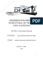 Predimencionamiento Estructural de Vigas y Losa Aligerada