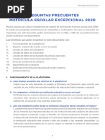 Preguntas Frecuentes Matricula 2020