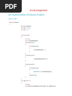 AI Lab Assignment: Q4. Implementation of 8 Queens Problem