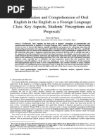 Pronunciation and Comprehension of Oral English in The English As A Foreign Language Class: Key Aspects, Students' Perceptions and Proposals