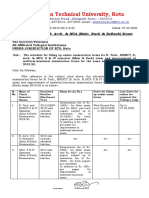 Rajasthan Technical University, Kota: B. Tech., BHMCT, B. Arch. & Mca (Main, Back & Reback) Exam