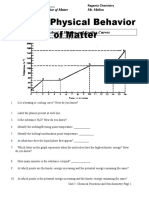 Unit 6: Physical Behavior of Matter: Worksheet 1: Heating and Cooling Curves