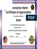 Certificate of Appreciation: Organization Name