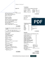 Starter Unit Test 1: Grammar Vocabulary