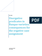 Unergative Predicates in Basque Varieties: Consequences For The Ergative Case Assignment