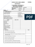 Construction Check Sheet E-008A: Electrical LV Starters, Fuse Switch / Isolators & Feeder