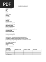 Care Plan Format