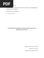 La Importancia Del Derecho Constitucional Dentro de La Administración Pública.