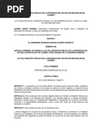 Ley Del Registro Público de La Propiedad Del Estado de Michoacán de Ocampo