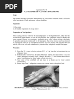 Experiment No 4b PLASTIC LIMIT and PLASTICITY INDEX of SOIL PDF