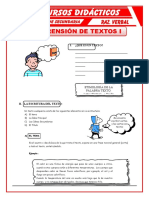 Comprensión de Textos para Segundo de Secundaria