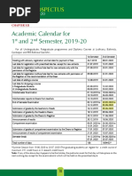 Academic Calendar For 1 and 2 Semester, 2019-20: Prospectus