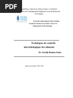 Cours - Faradji-Hamma Samia - Techniques de Contrôle Microbiologique Des Aliments