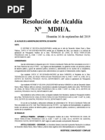 Resolución de Alcaldía APROBACION DEL PRESUPUESTO ANALITICO