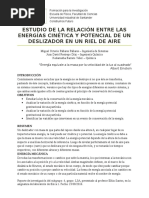 Estudio de La Relacion Entre Las Energias Cinetica y Potencial de Un Deslizador en Un Riel de Aire