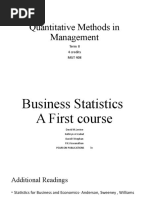 Quantitative Methods in Management: Term II 4 Credits MGT 408