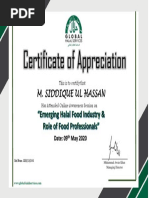 Certificate of Appreciation: M. Siddique Ul Hassan