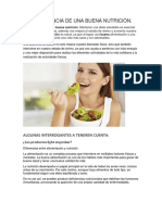 IMPORTANCIA DE UNA BUENA NUTRICIÓN. Extracurriculares y Educación.