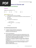 Suggested Answers To Exercise And: CH 11 Cell Cycle and Division