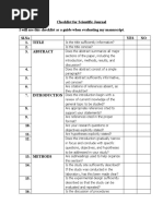 Checklist For Scientific Journal I Will Use This Checklist As A Guide When Evaluating My Manuscript SL - No YES NO 1. Title 2. 3