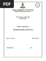 King Abdulaziz University: Thermodynamics (Phys 221)