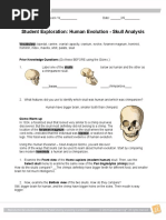 Student Exploration: Human Evolution - Skull Analysis