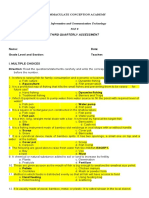 TLE - Information and Communication Technology Tle 8 Third Quarterly Assessment