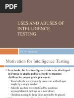 Uses and Abuses of Intelligence Testing: BS. 6 Semester