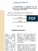 Presupuesto Institucional y Gestión de Los Residuos Sólidos. Por Nuñez Fernandez Anderson