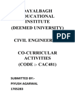 Dayalbagh Educational Institute (Deemed University) Civil Engineering Co-Curricular Activities (CODE:-CAC481)