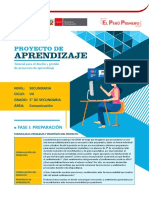 PROYECTO DE APRENDIZAJE - COMUNICACI+ôN - SECUNDARIA