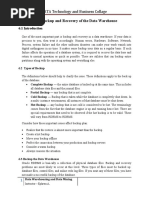 Chapter Six - Backup and Recovery of The Data Warehouse: SATA Technology and Business Collage