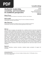 Authentic Leadership, Creativity, and Innovation: A Multilevel Perspective