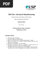 MM 361: Advanced Manufacturing: Instructions