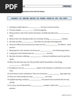 B2 Prepositions PREP002: Fill in The Correct Prepositions From The List Below