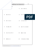 Linear Expressions With Answers