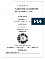 Role and Fuctions of Securities and Exchange Board of India: A Project On