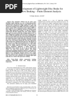 Design Development of Lightweight Disc Brake For Regenerative Braking - Finite Element Analysis