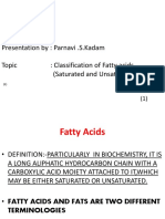 Presentation By: Parnavi .S.Kadam Topic: Classification of Fatty Acids (Saturated and Unsaturated Types)