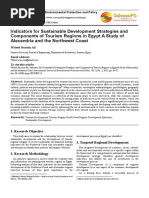 Indicators For Sustainable Development Strategies and Components of Tourism Regions in Egypt A Study of Alexandria and The Northwest Coast