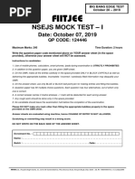 Fiitjee Nsejs Mock Test 1