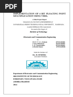 Implementation of 4 Bit Floating Point Multiplication Using VHDL