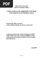 Critical Analysis of The Applicability of The Right To Development in The Ethiopian Context