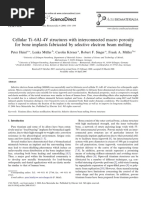 Cellular Ti-6Al-4V Structures With Interconnected Macro Porosity For Bone Implants Fabricated by Selective Electron Beam Melting PDF