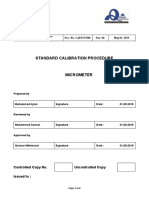 Standard Calibration Procedure Micrometer Doc. No. Call/SCP/006 Rev. 00 May 01, 2015